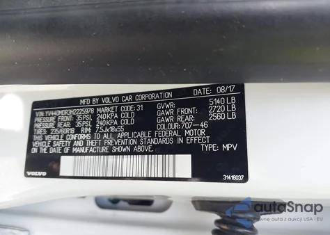 2017 Volvo Xc60 T5 Dynamic из США, поврежденный, VIN YV440MDR3H2225978